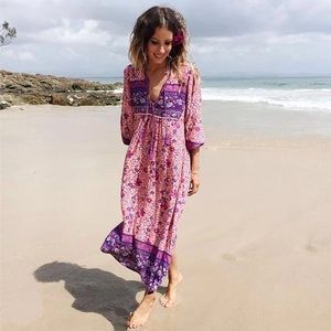 Boho Pink and Purple Maxi Dress